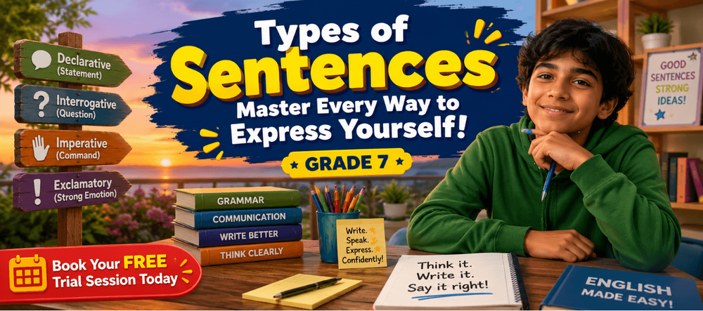 English Types of Sentences Exercises for Kids in Class 7