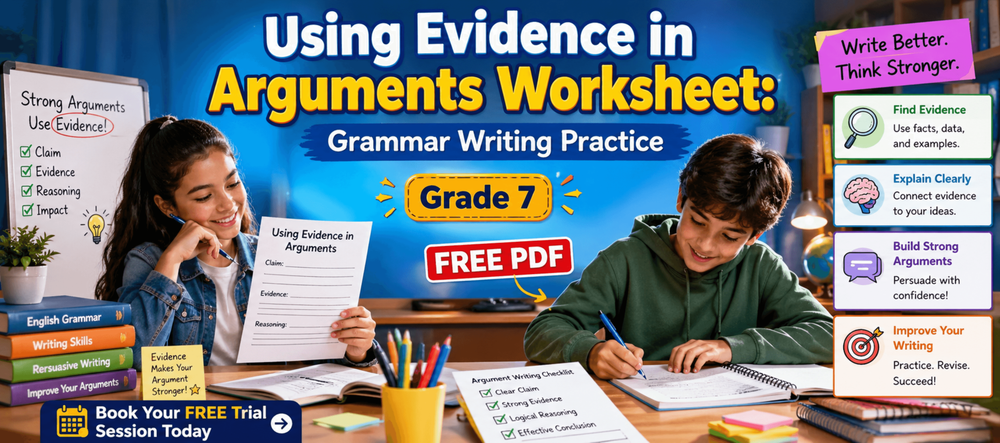 Grade 7 Using Evidence in Arguments Worksheet: Grammar Writing Practice ...