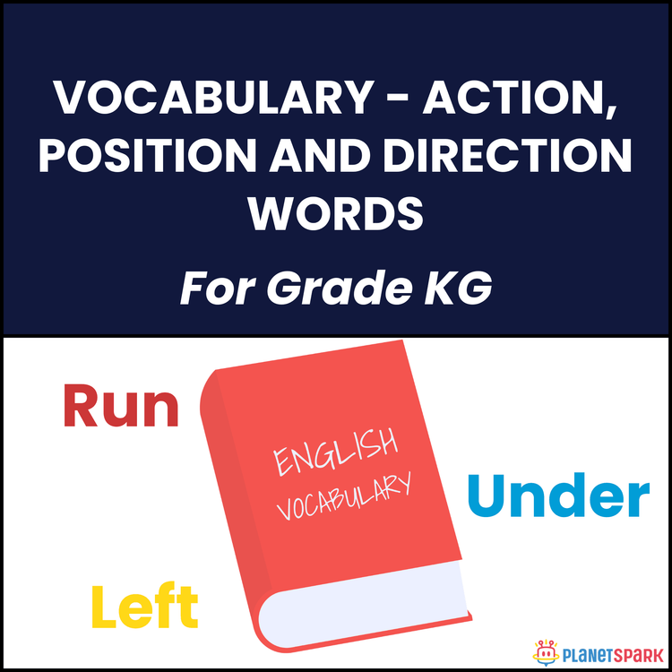 Class KG English Worksheet on Action, Position & Direction Words