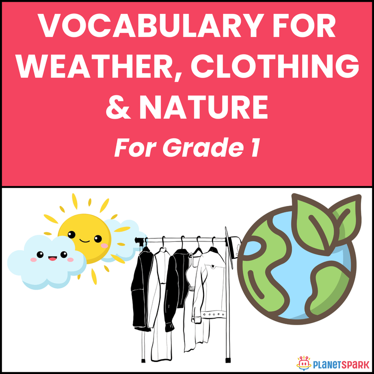 Class 1 English Worksheet on Weather, Clothing, Nature