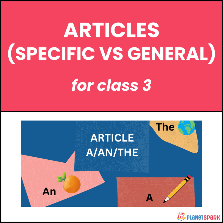 Class 3 English Grammar Worksheet on Articles