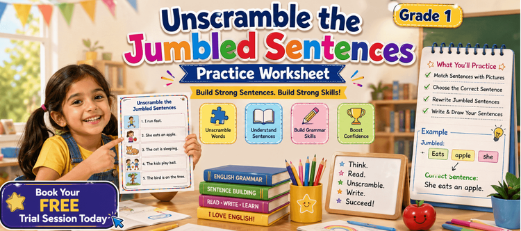 Unscramble the Jumbled Sentences – Printable Grade 1 PDF