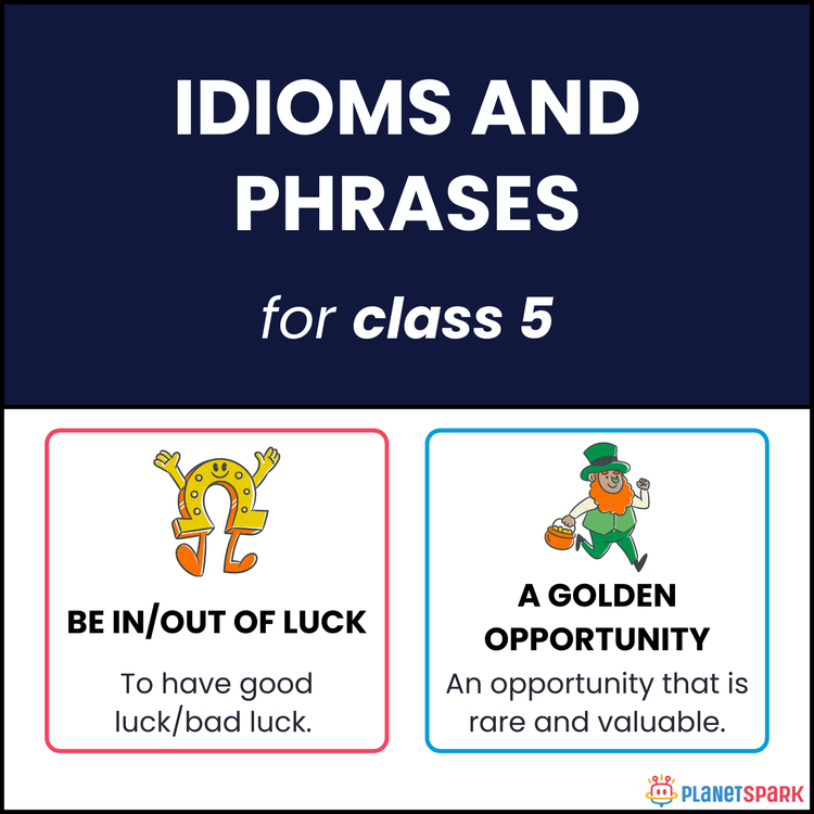 Class 5 Simple Idioms and Phrases English Worksheet