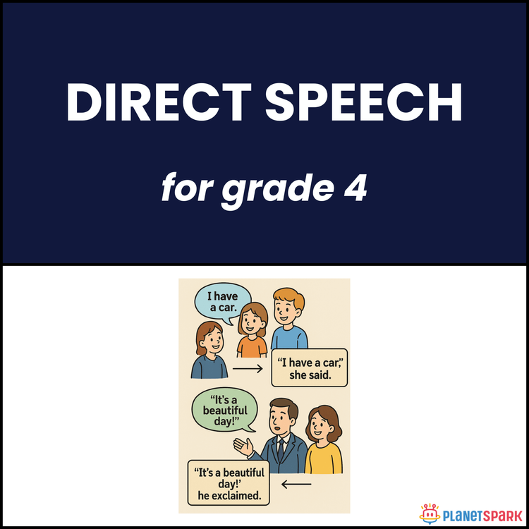 Class 4 English Grammar Worksheet on Direct Speech