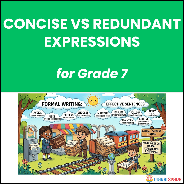 Class 7 Worksheet on Concise and Redundant Expressions
