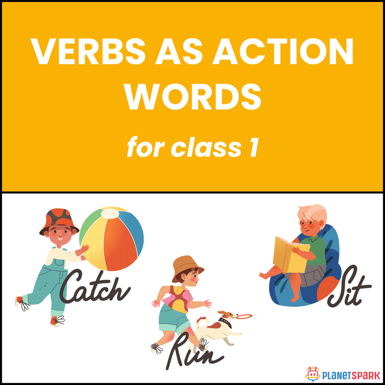 Class 1 English Grammar Worksheet on Action Verbs