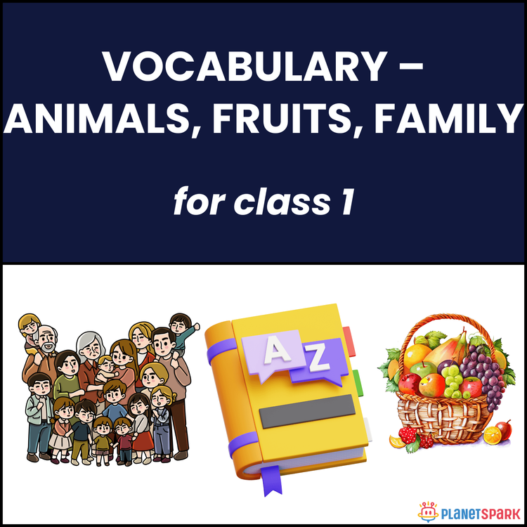Class 1 English Grammar Worksheet on Vocabulary