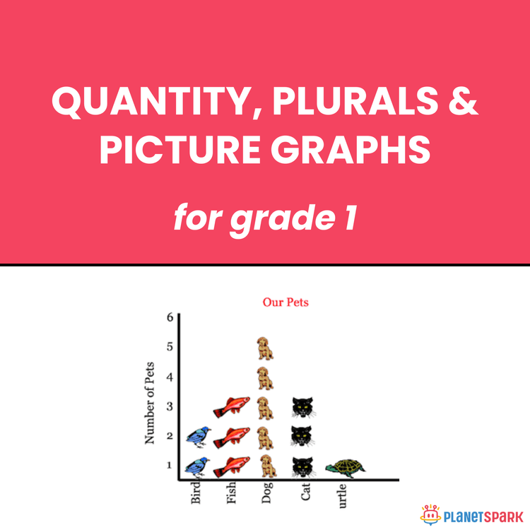 Class 1 English Worksheet on Quantity Plurals Graphs