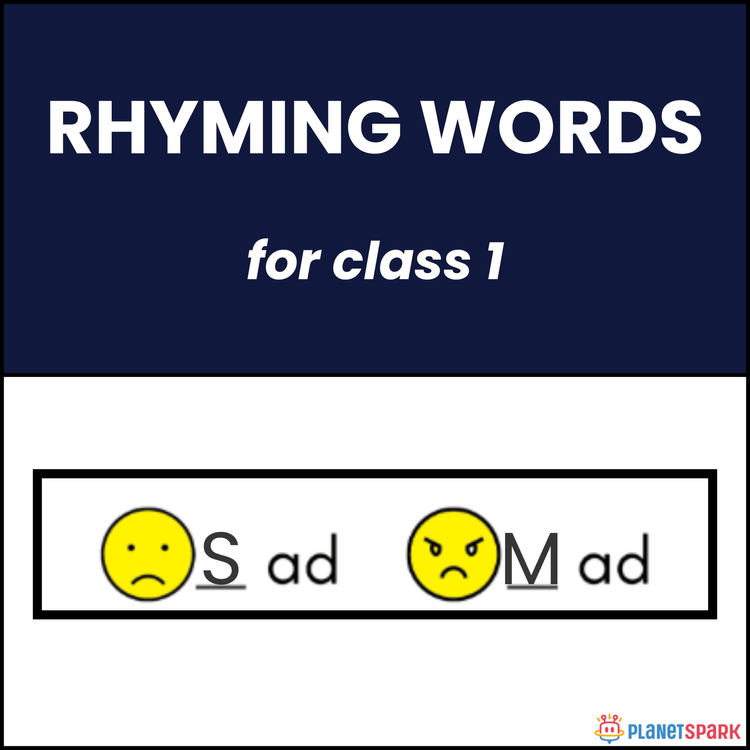 Class 1 English Worksheet on Rhyming Words