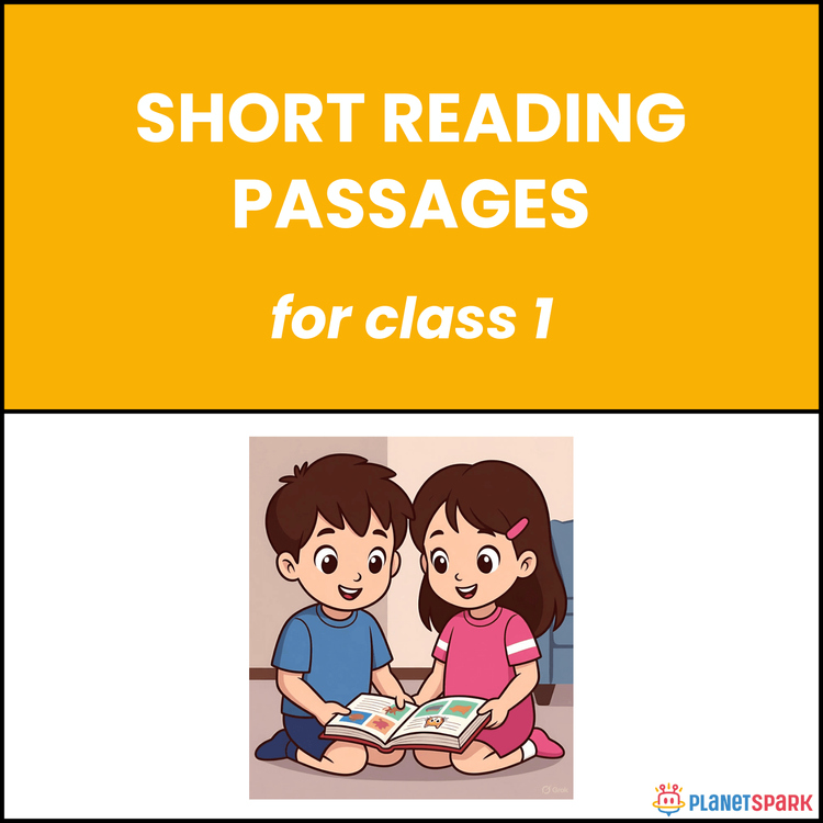 Class 1 English Worksheet on Short Reading Skill