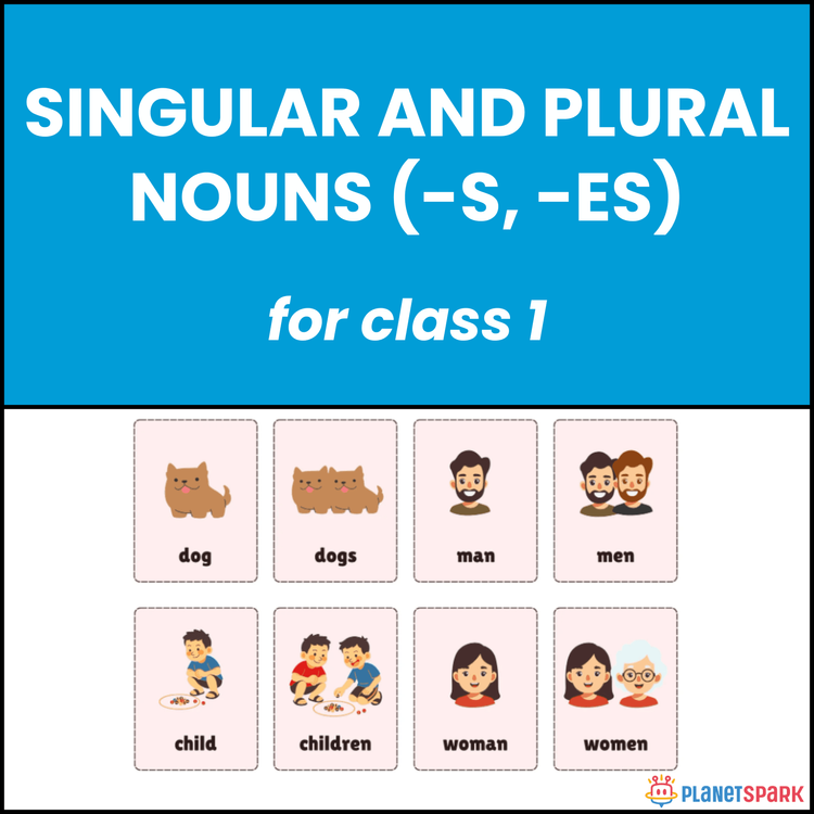 Class 1 English Worksheet on Singular Plural Nouns