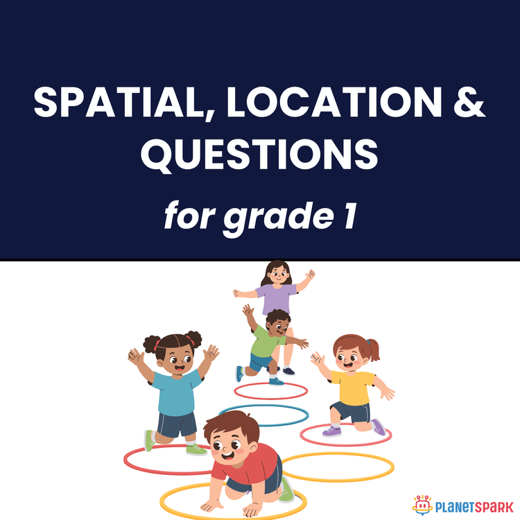 Class 1 English Worksheet on Spatial Location Questions