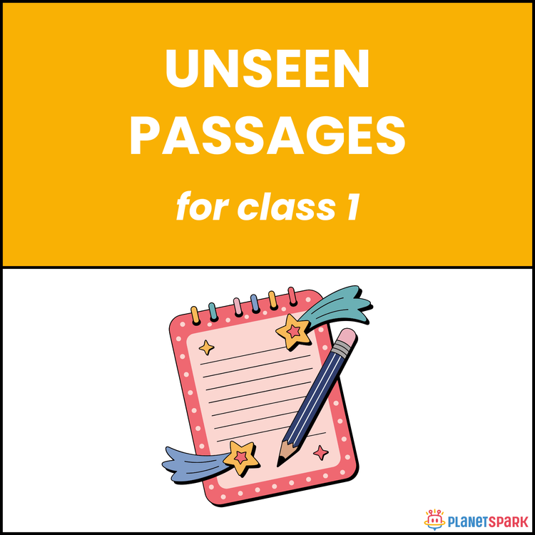 Class 1 English Worksheet on Unseen Passage Skill