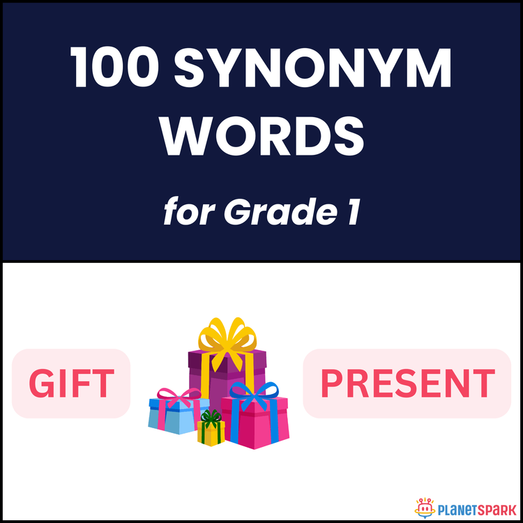 Class 1 Grammar Worksheet on 100 Synonym Words