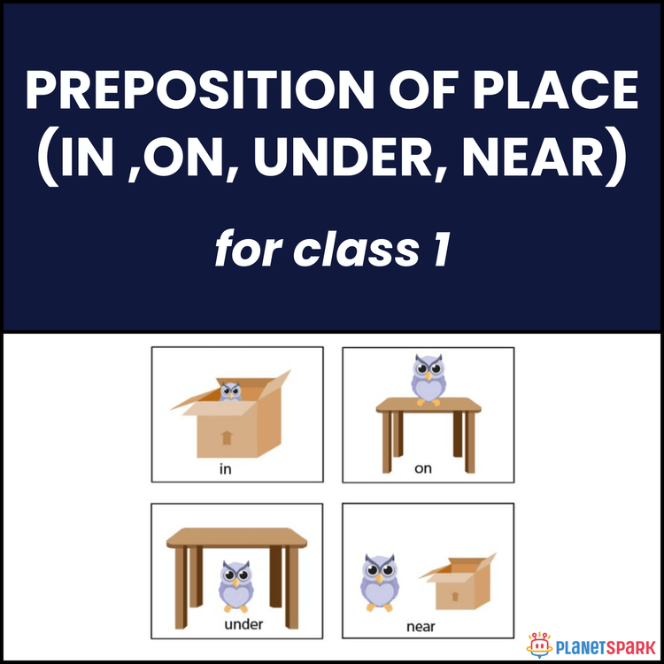 Class 1 Grammar Worksheet on Prepositions of Place