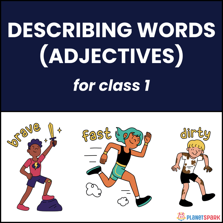 Class 1 Grammar Worksheet on Size and Colour Words