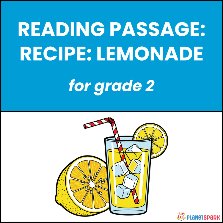 Class 2 English Reading Passage on Recipe: Lemonade