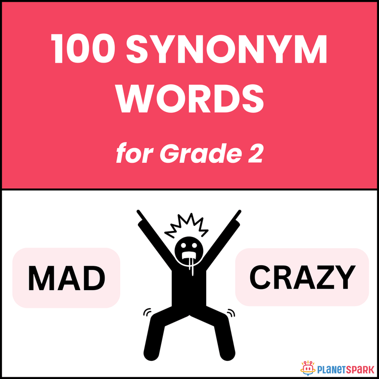 Class 2 Grammar Worksheet on 100 Synonym Words