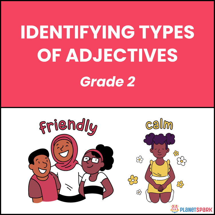 Class 2 Grammar Worksheet on Adjective Types Set