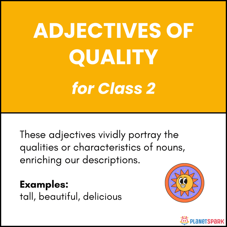 Class 2 Grammar Worksheet on Adjectives of Quality