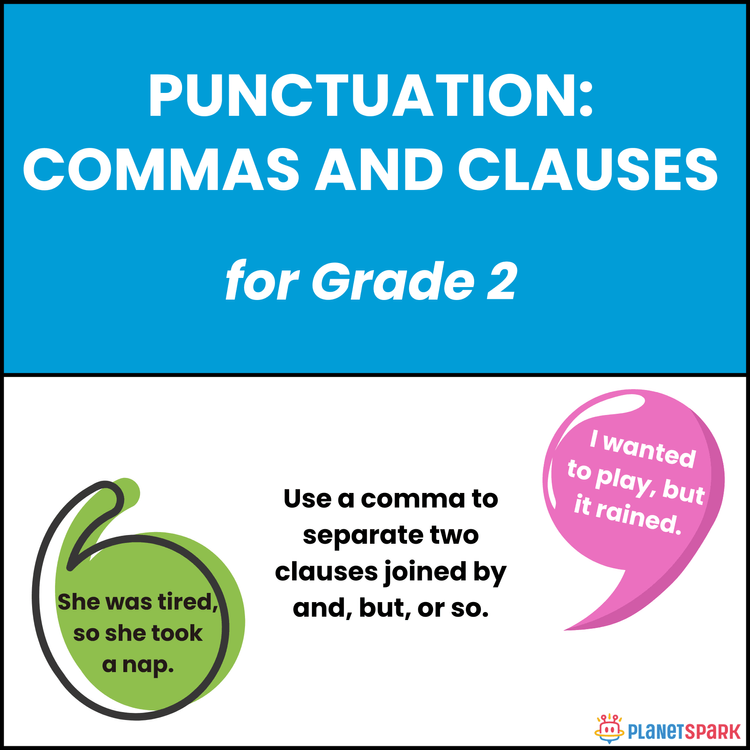 Class 2 Punctuation Worksheet on Commas and Clauses