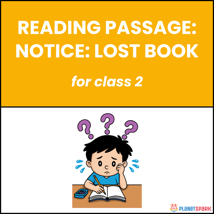Class 2 Reading Passage on Notice for Lost Book