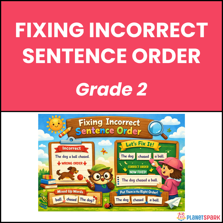Class 2 Worksheet on Fixing Incorrect Sentence Order