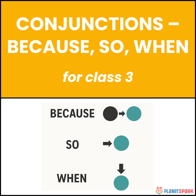 Class 3 English Grammar Worksheet on Conjunctions