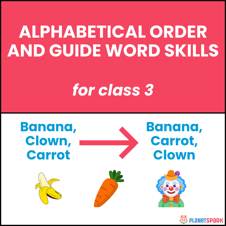 Class 3 English Worksheet on Alphabetical Order and Guide Words