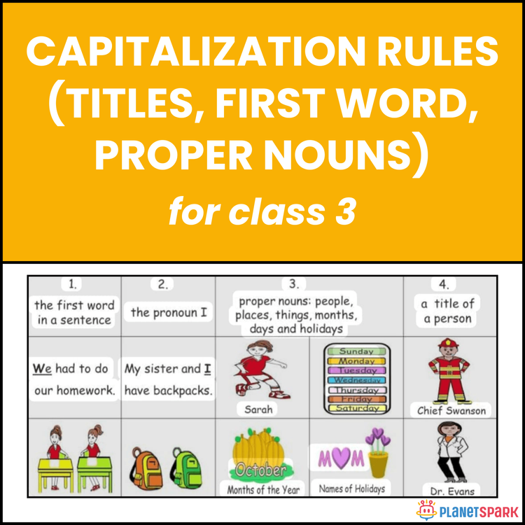 Class 3 English Worksheet on Capitalization Rules