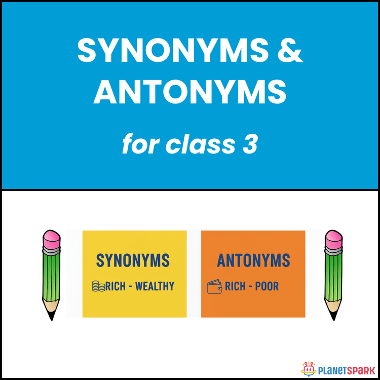 Class 3 English Worksheet on Synonyms and Antonyms