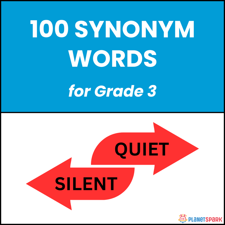 Class 3 Grammar Worksheet on 100 Synonym Words