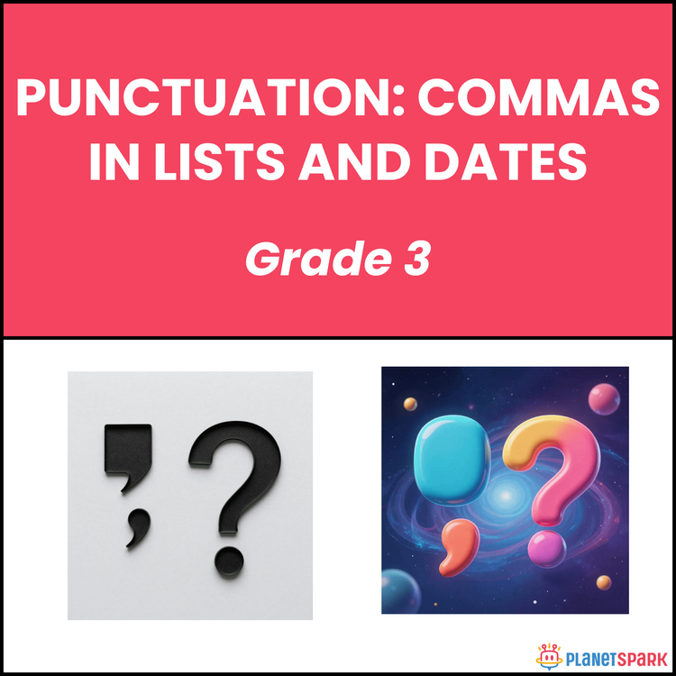 Class 3 Grammar Worksheet on Commas in Lists Dates