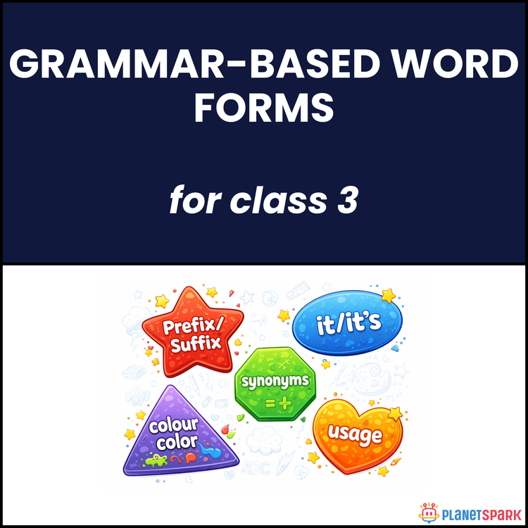 Class 3 Grammar Worksheet on Word Forms and Grammar Usage