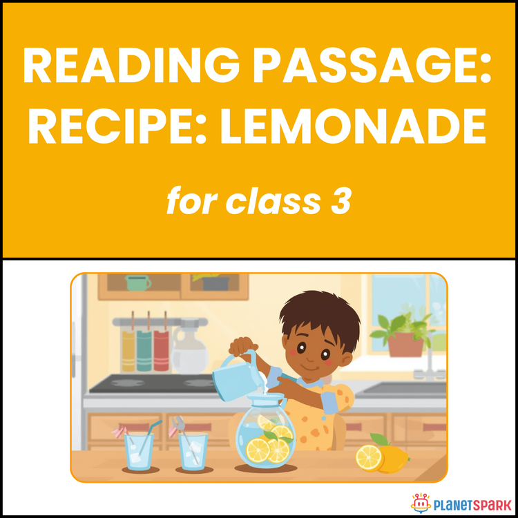 Class 3 Reading Passage: Recipe on Making Lemonade