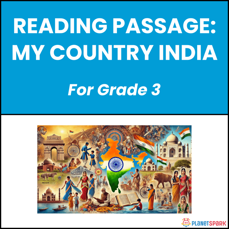 Class 3 Reading Passage on My Country India