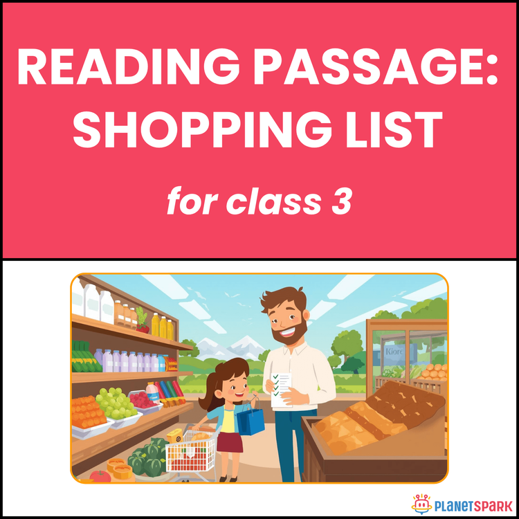 Class 3 Reading Passage on Shopping List