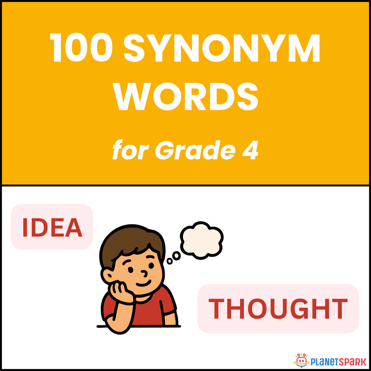 Class 4 Grammar Worksheet on 100 Synonym Words