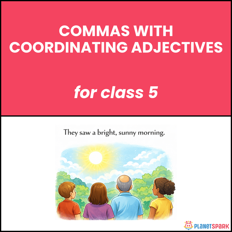 Class 5 English Worksheet on Commas with Coordinating Adjectives