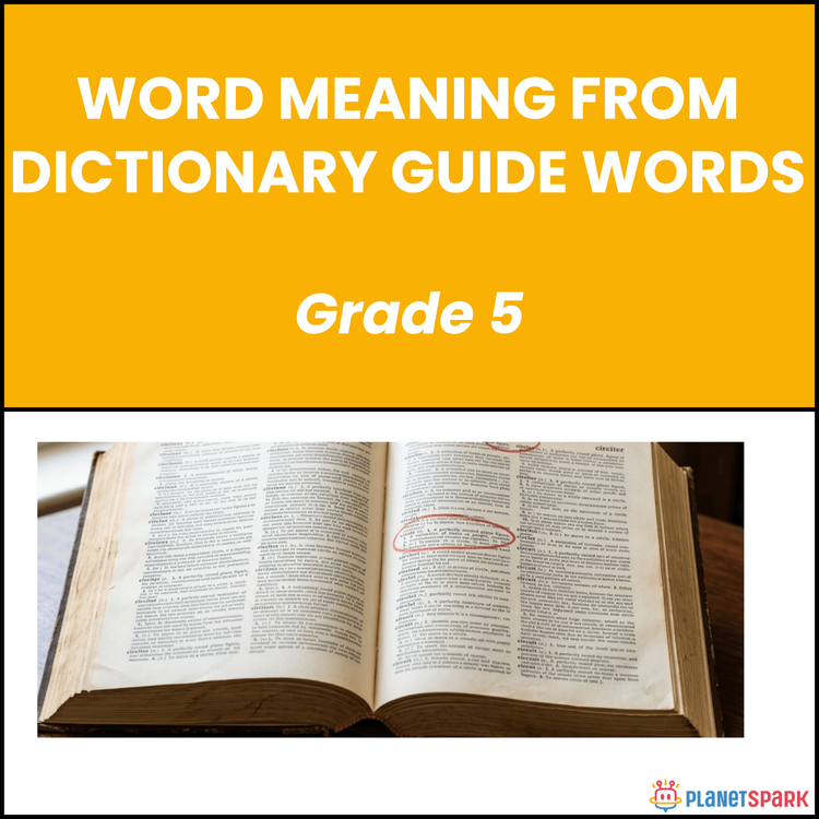 Class 5 English Worksheet on Dictionary Guide Words