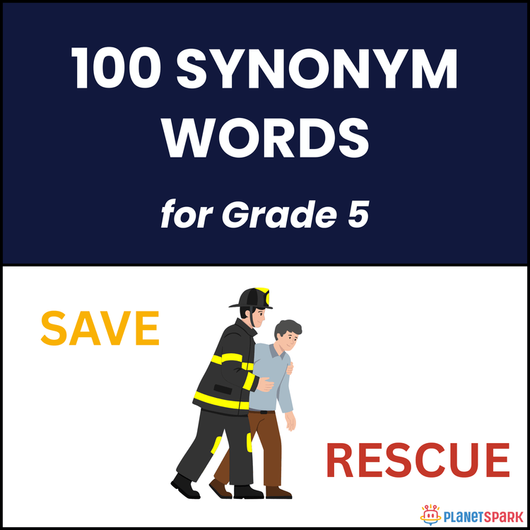 Class 5 Grammar Worksheet on 100 Synonym Words