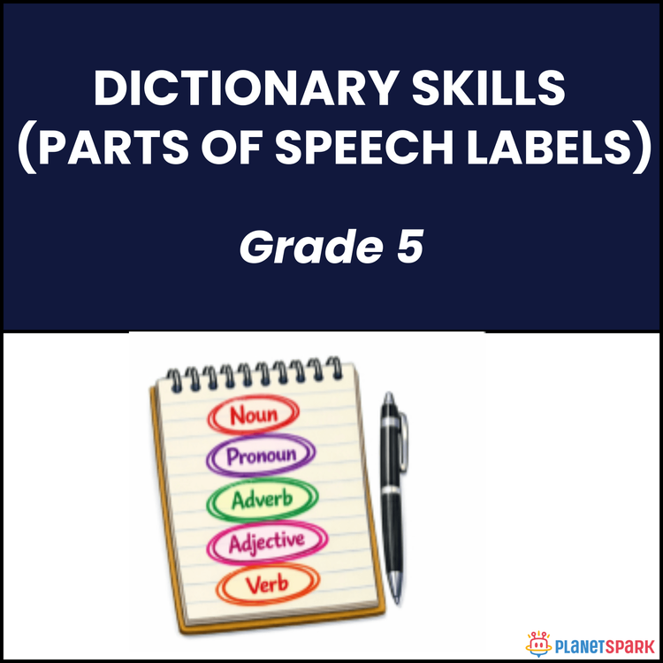 Class 5 Grammar Worksheet on Dictionary Parts of Speech