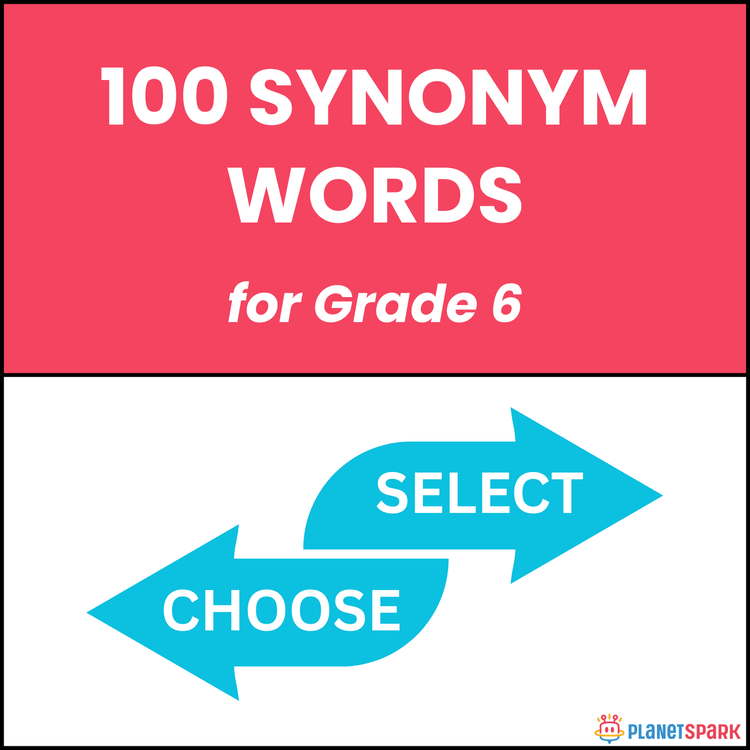 Class 6 Grammar Worksheet on 100 Synonym Words