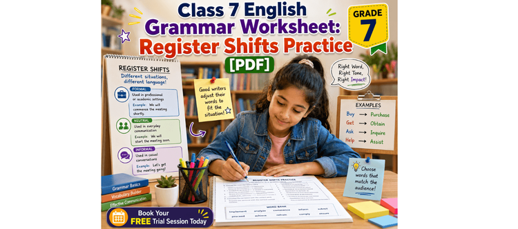 Class 7 English Grammar Worksheet: Register Shifts Practice [PDF]