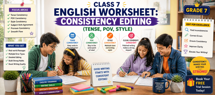 Class 7 English Worksheet: Consistency Editing (Tense, POV, Style)