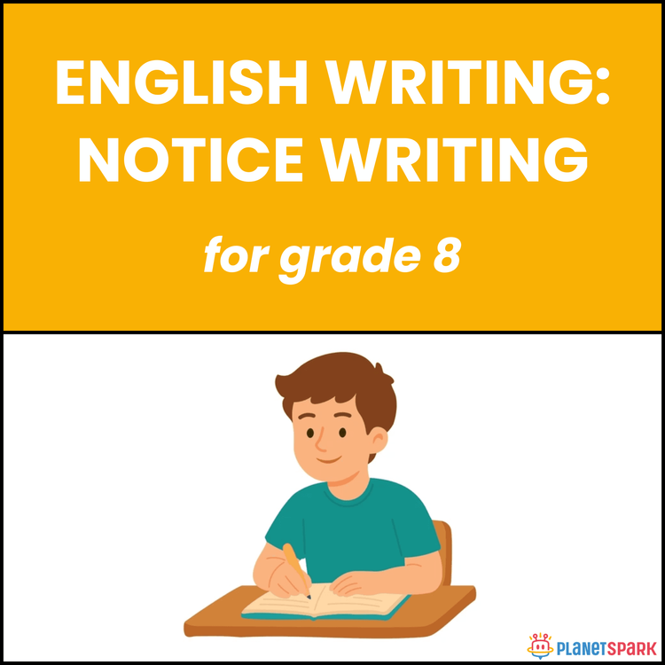 Class 8 English Writing Worksheet on Notice Writing