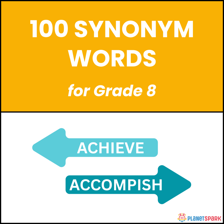 Class 8 Grammar Worksheet on 100 Synonym Words