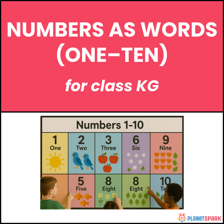 Class KG Grammar Worksheet on Numbers One to Ten
