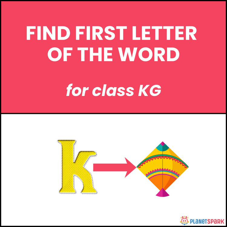 Class KG Phonics Worksheet on Finding First Letter of Words
