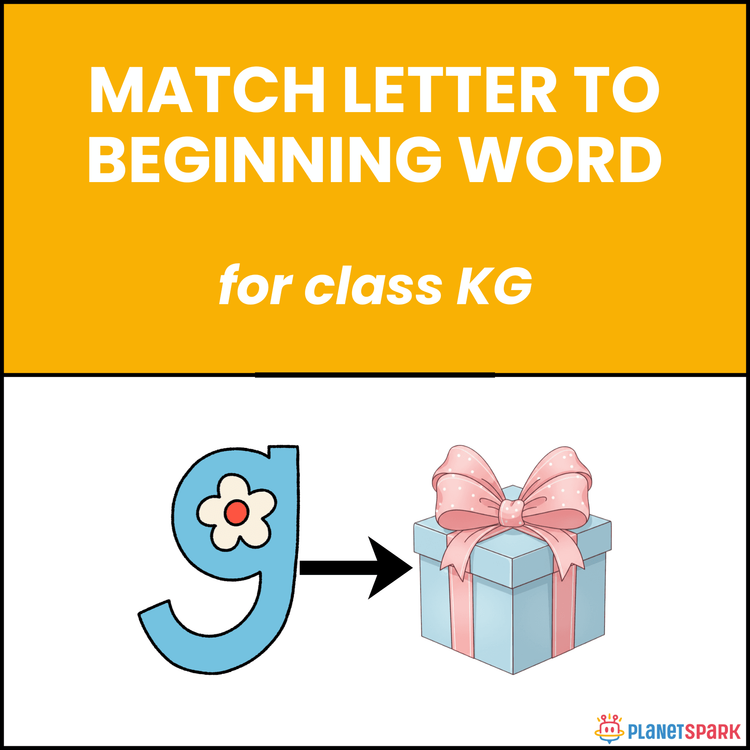 Class KG Phonics Worksheet on Letter to Beginning Word Match